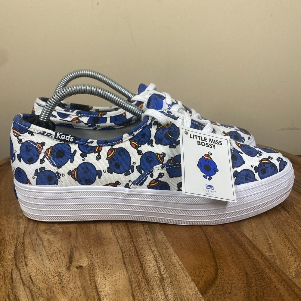 Keds Little Miss Bossy Womens Triple Deck White And Blue Size 7 Shoes